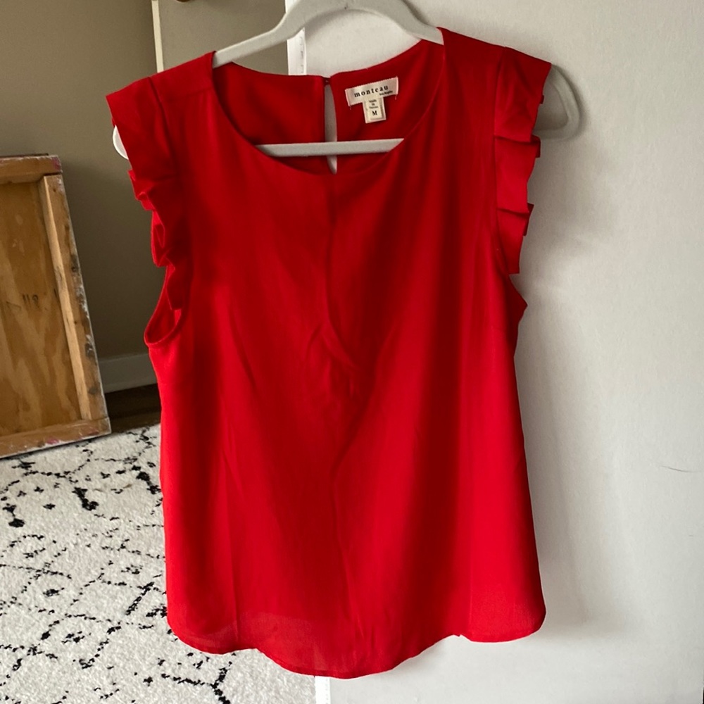 Red chiffon type dress shirt